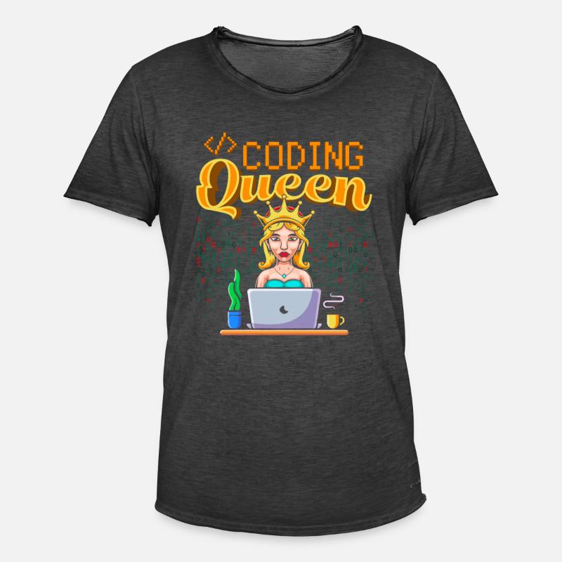 Développeur Coder Programmeur Queen - T-shirt vintage Homme - noir vintage