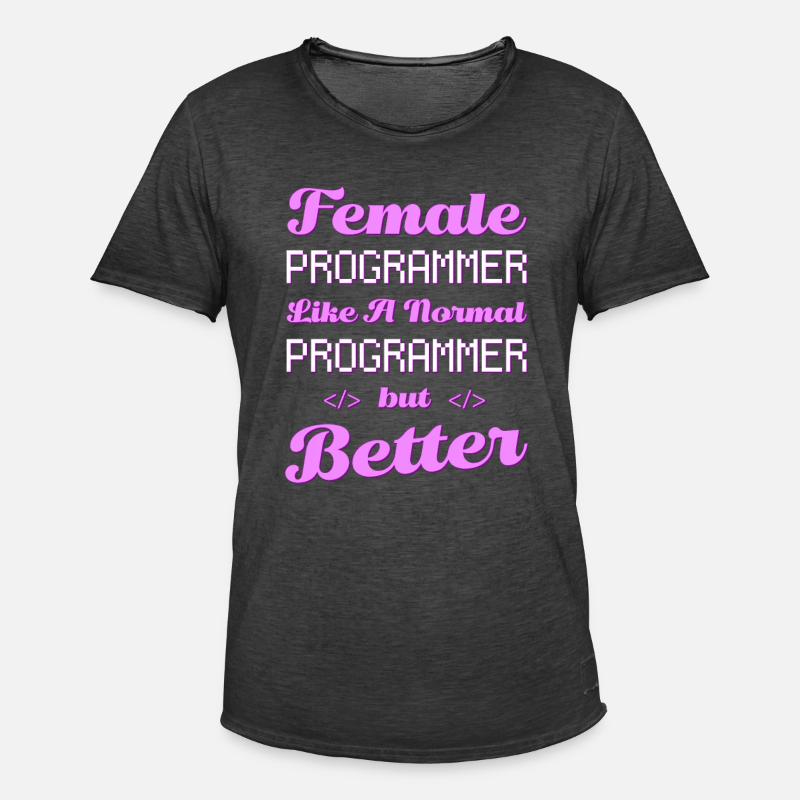 Developer Coder Programmer Female - Men's Vintage T-Shirt - washed black