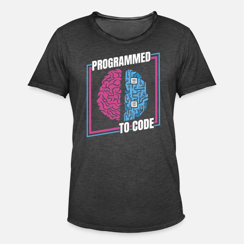 Entwickler Coder Programmierer Gehirn - Männer Vintage T-Shirt - Vintage Schwarz