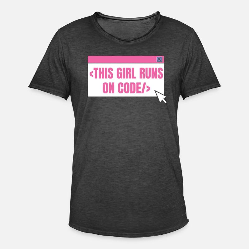 Developer Coder Programmer Girl - Men's Vintage T-Shirt - washed black
