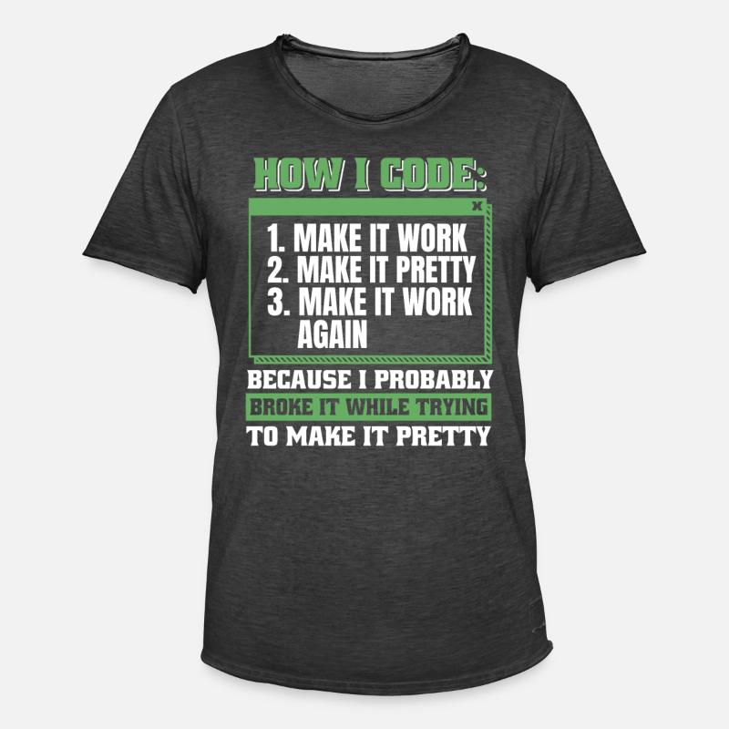 Developer, Coder, Programmer - Men's Vintage T-Shirt - washed black