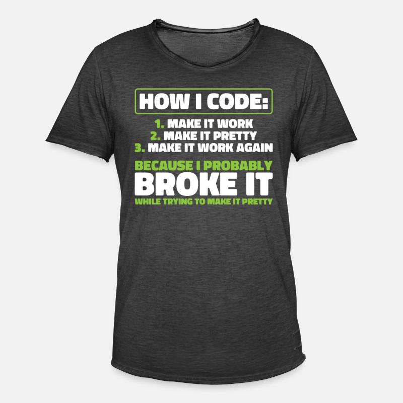 Developer, Coder, Programmer - Men's Vintage T-Shirt - washed black