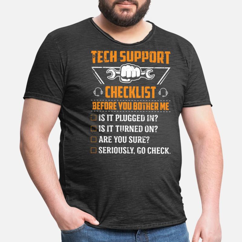 Technik Support Checkliste Computer IT Informatik Männer Vintage T-Shirt
