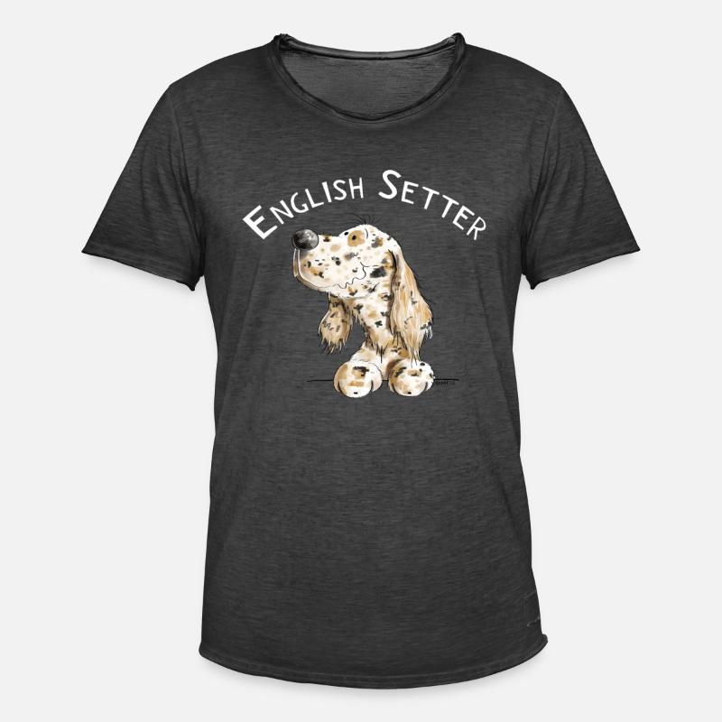 Englischer Setter I Hunde Comic Geschenk - Männer Vintage T-Shirt - Vintage Schwarz