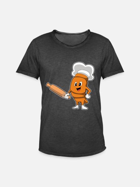 Bread Baker Rolling Pin Baking - Men's Vintage T-Shirt - washed black