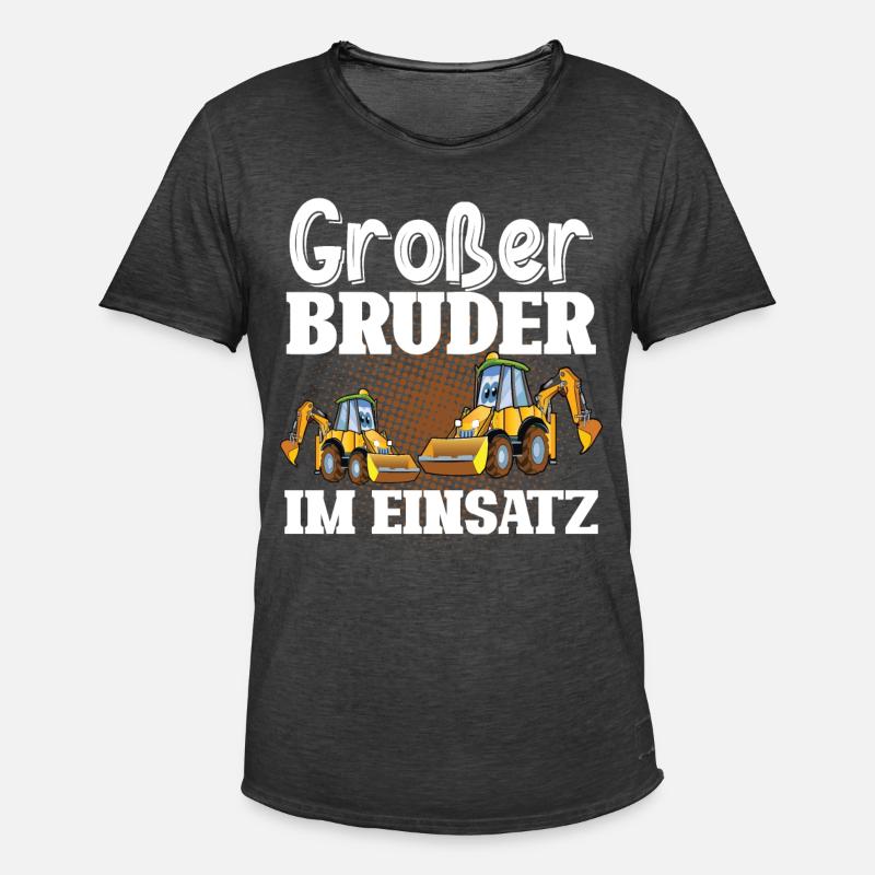 Großer Bruder Im Einsatz Bagger - Männer Vintage T-Shirt - Vintage Schwarz