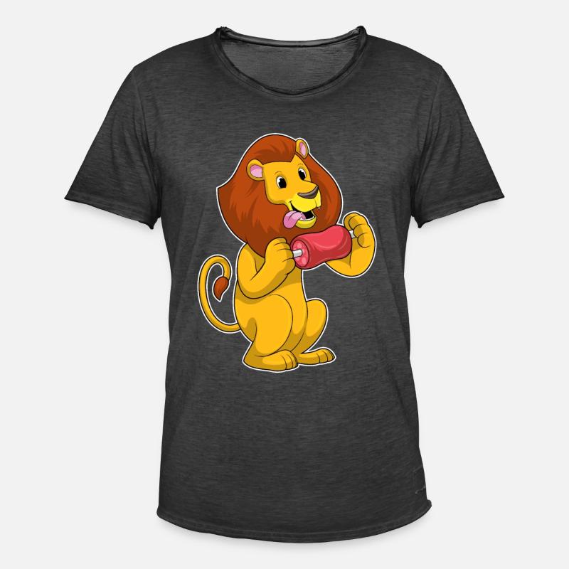 Löwe mit Fleisch - Männer Vintage T-Shirt - Vintage Schwarz