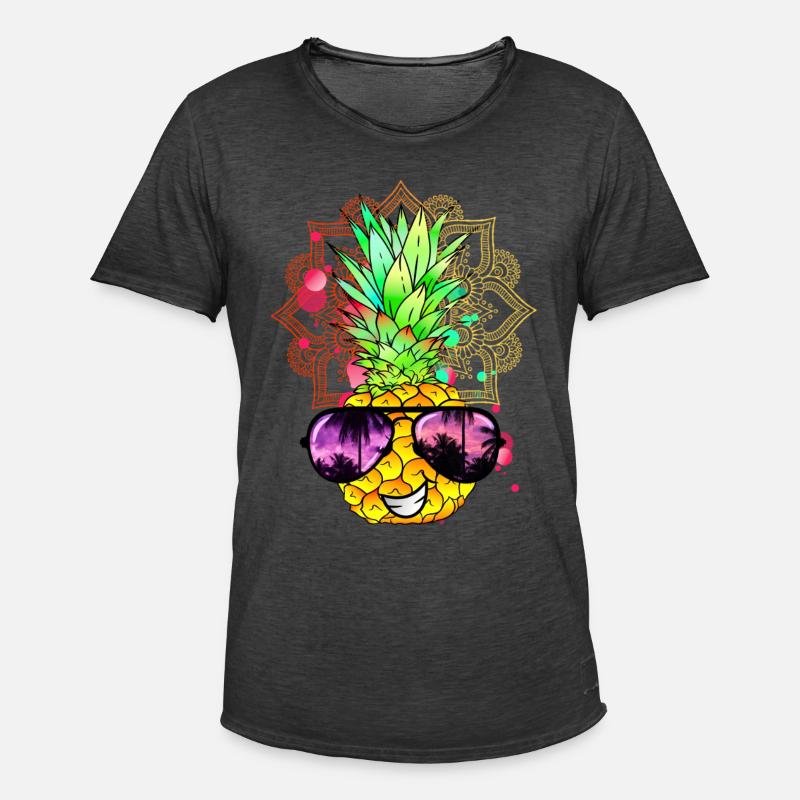 Ananas Mandala - Männer Vintage T-Shirt - Vintage Schwarz