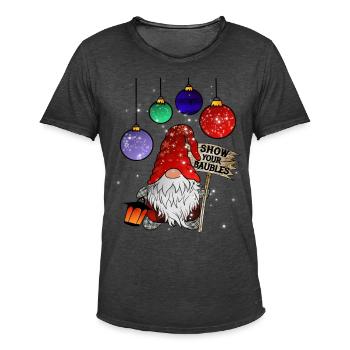 Gnom Weihnachts Zwerg Frohe Weihnachten - Männer Vintage T-Shirt - Vintage Schwarz - Vorne
