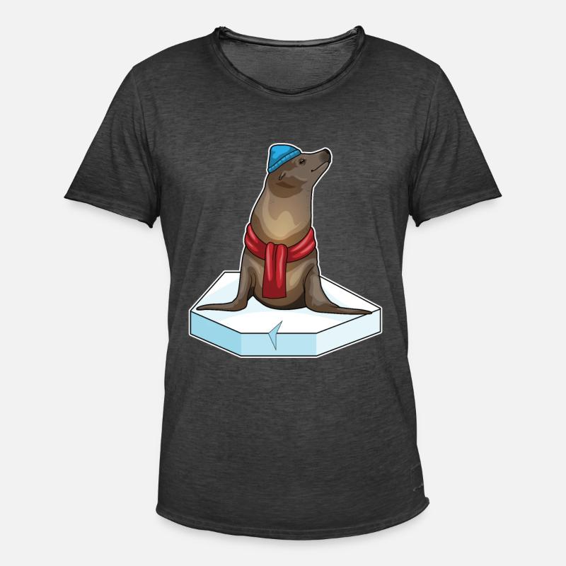 Seehund Eisscholle - Männer Vintage T-Shirt - Vintage Schwarz