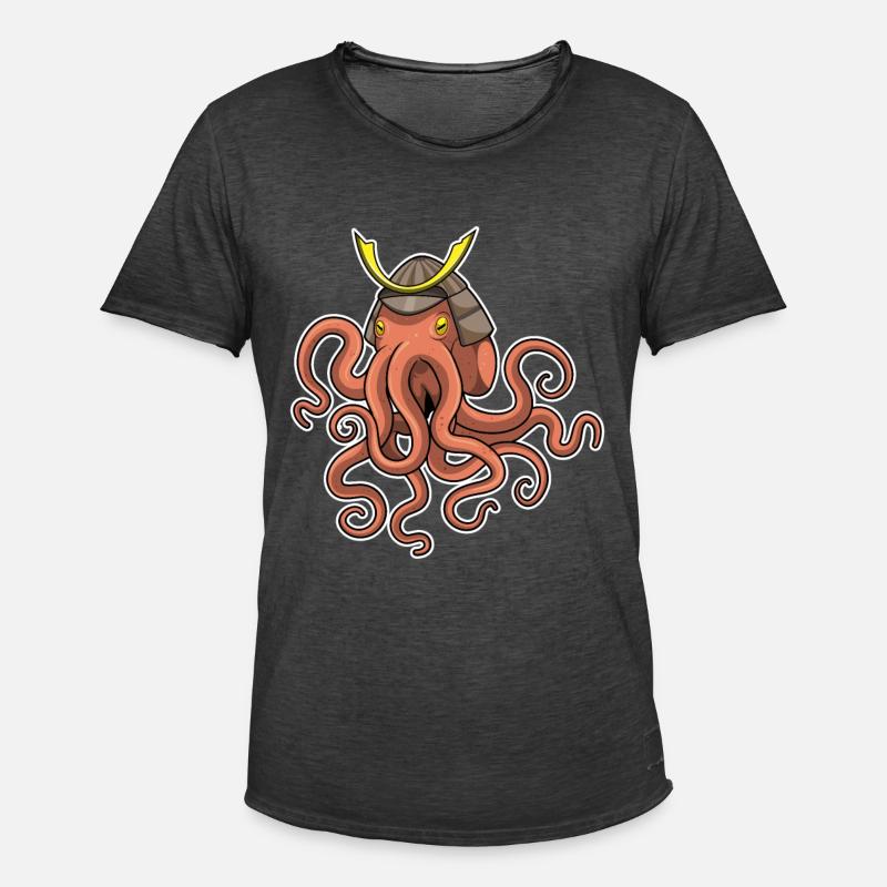 Krake Samurai Kampfsport - Männer Vintage T-Shirt - Vintage Schwarz