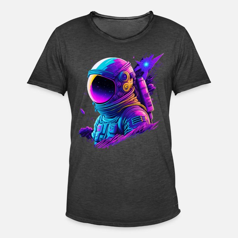 Synthwave Astronaut Space Explorer - Männer Vintage T-Shirt - Vintage Schwarz