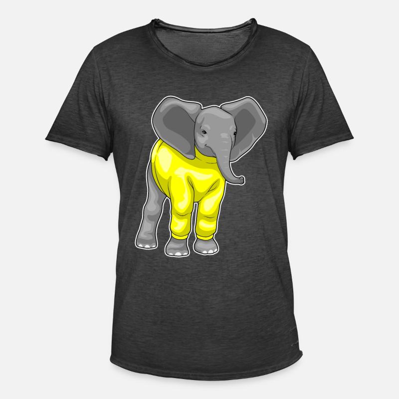 Elefant Winter Pullover - Männer Vintage T-Shirt - Vintage Schwarz