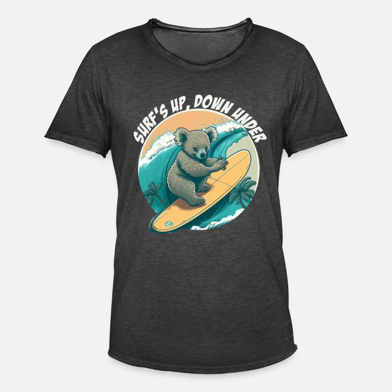 Down under surfender Koalabär - Männer Vintage T-Shirt - Vintage Schwarz