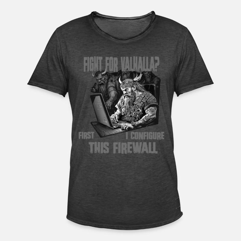 Firewall first Wikingerprogrammierer schwarz weiss - Männer Vintage T-Shirt - Vintage Schwarz