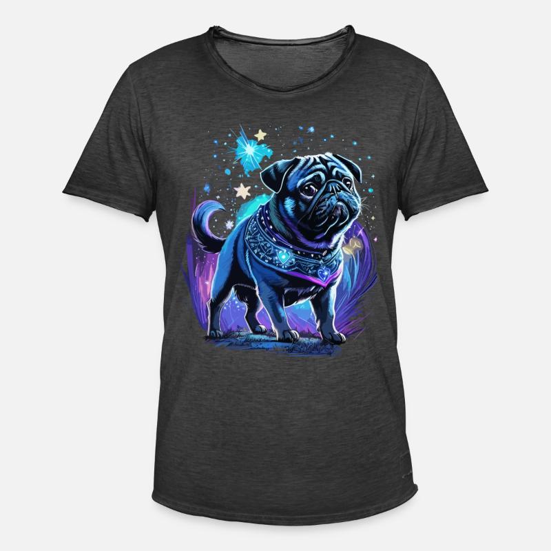 Mitternachtszauber Mops Hund - Männer Vintage T-Shirt - Vintage Schwarz