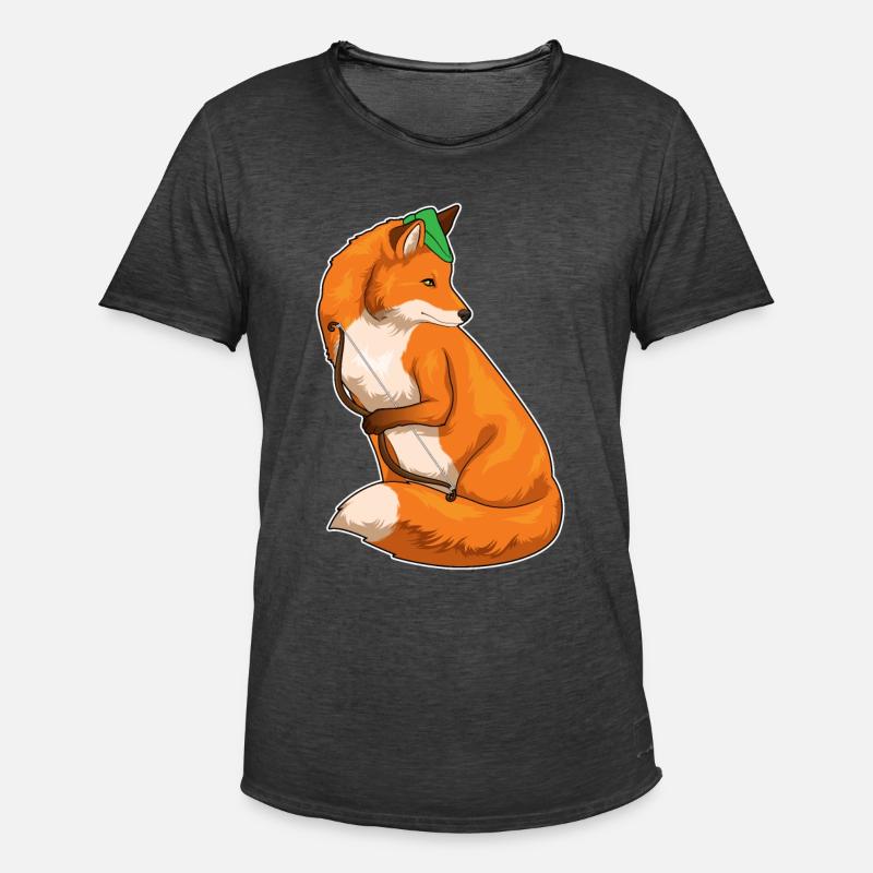 Fuchs Bogenschütze Bogen - Männer Vintage T-Shirt - Vintage Schwarz