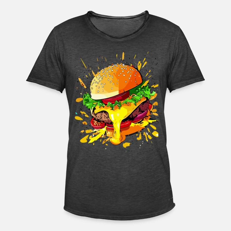 Extra Käse Burger Cheeseburger - Männer Vintage T-Shirt - Vintage Schwarz