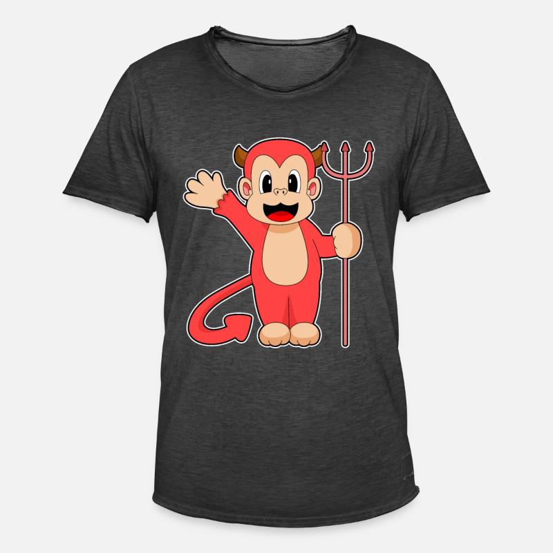 Singe Halloween Devil Trident - T-shirt vintage Homme - noir vintage