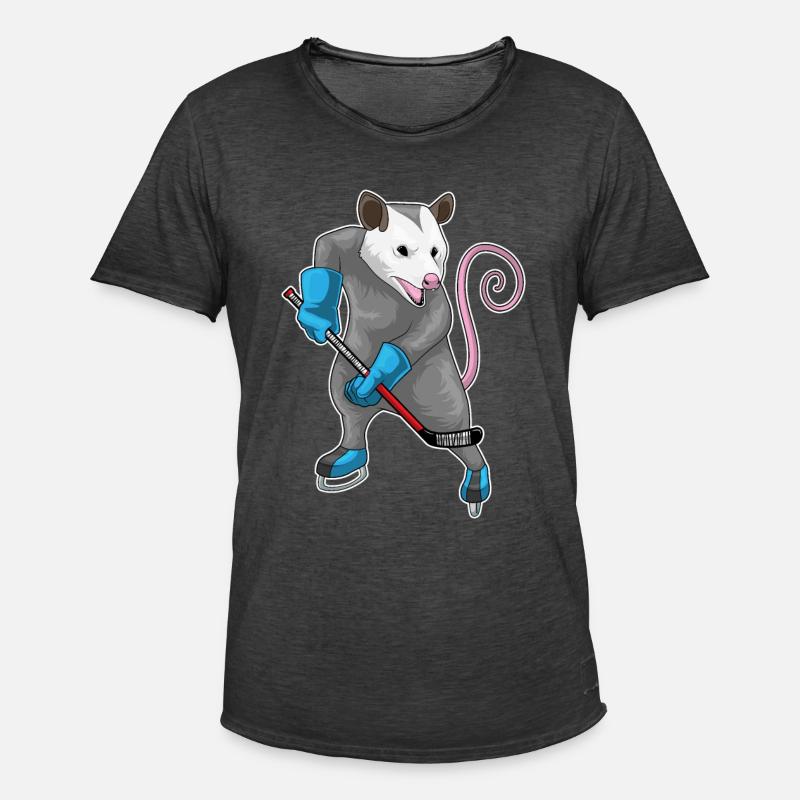 Beutelratte Eishockey Eishockeyschläger - Männer Vintage T-Shirt - Vintage Schwarz