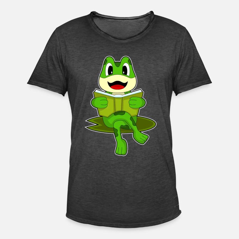 Frosch Nerd Buch - Männer Vintage T-Shirt - Vintage Schwarz