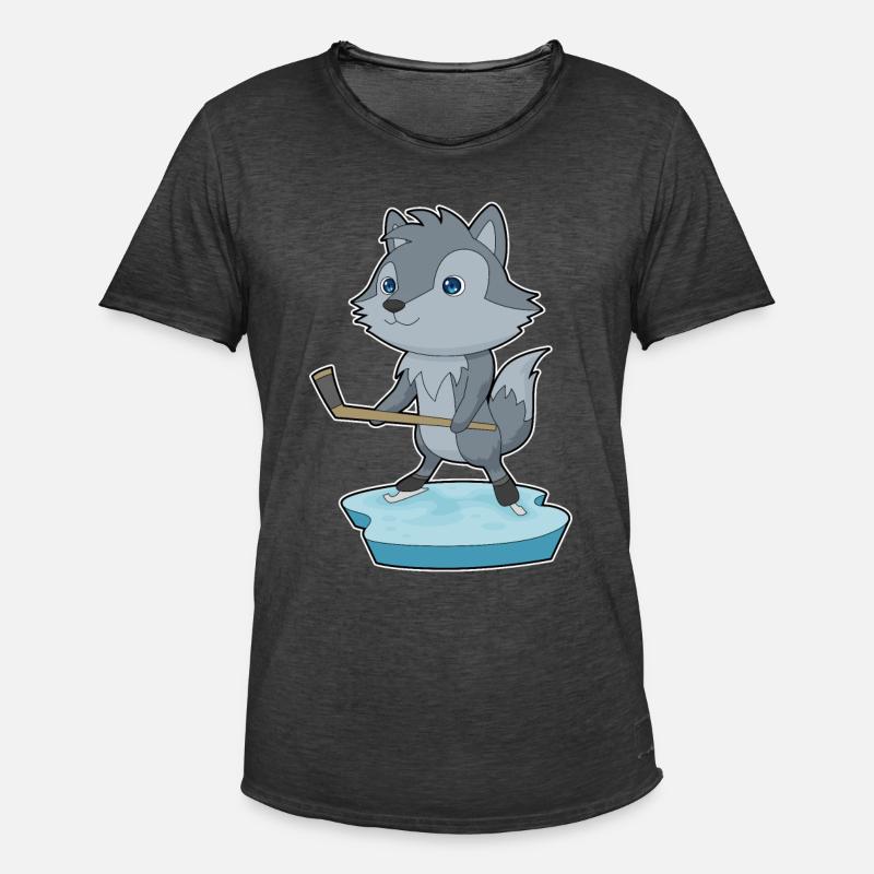 Wolf Eishockey Eishockeyschläger - Männer Vintage T-Shirt - Vintage Schwarz