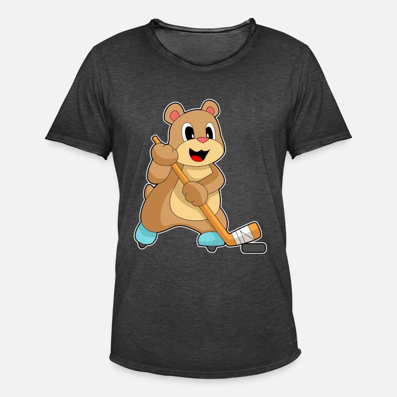 Bär Eishockey Eishockeyschläger - Männer Vintage T-Shirt - Vintage Schwarz