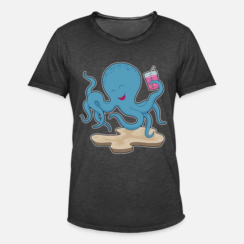 Krake Saft - Männer Vintage T-Shirt - Vintage Schwarz