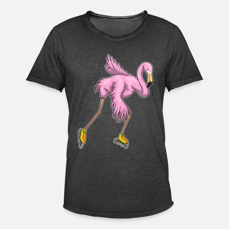 Flamingo Inline skating Rollschuhe - Männer Vintage T-Shirt - Vintage Schwarz