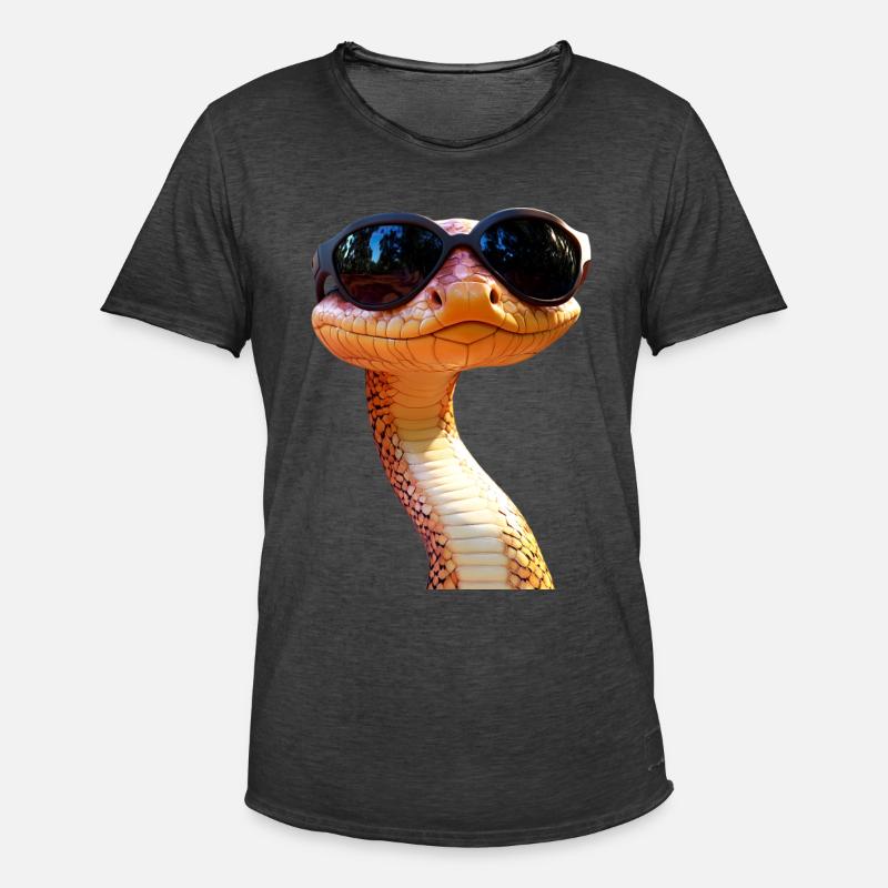 Schlange Python Kobra Mamba Klapperschlange Snake - Männer Vintage T-Shirt - Vintage Schwarz