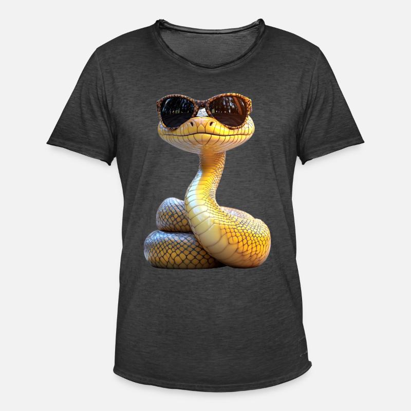 Schlange Python Kobra Mamba Klapperschlange Snake - Männer Vintage T-Shirt - Vintage Schwarz