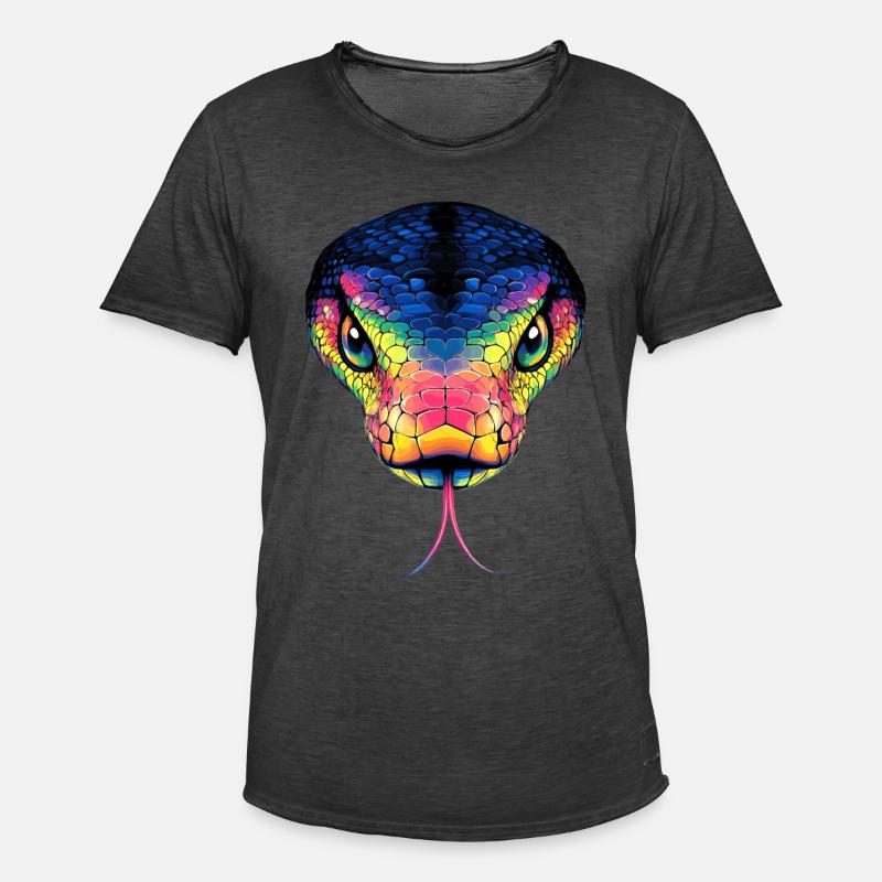 Schlange Python Kobra Mamba Klapperschlange Snake - Männer Vintage T-Shirt - Vintage Schwarz