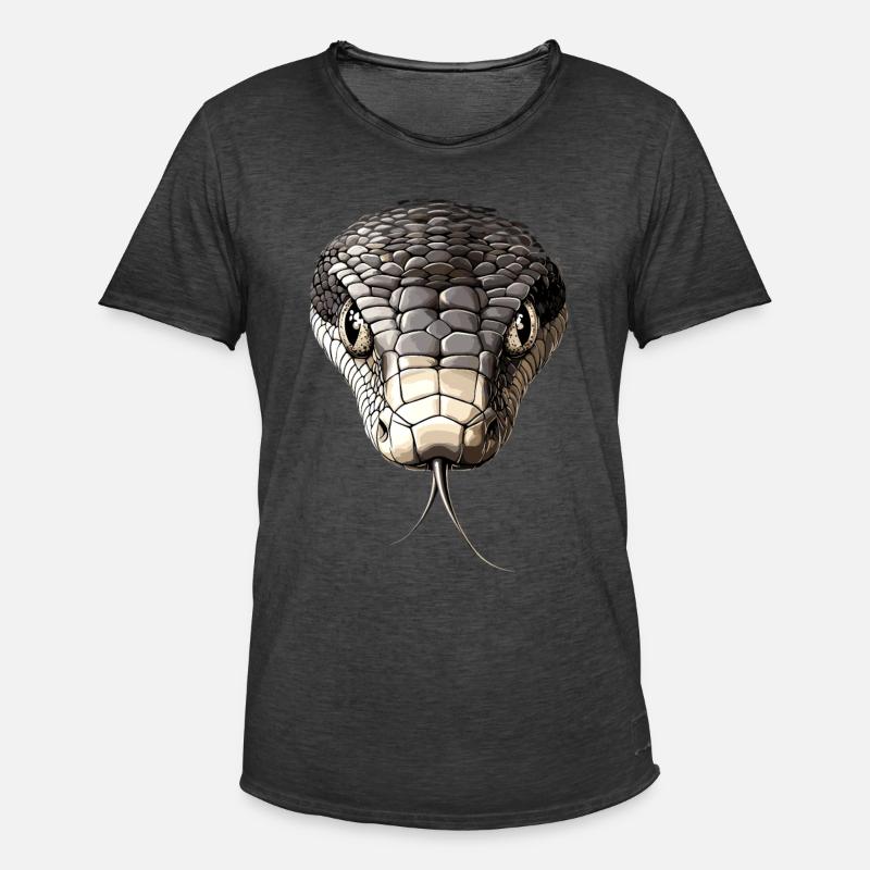 Schlange Python Kobra Mamba Klapperschlange Snake - Männer Vintage T-Shirt - Vintage Schwarz