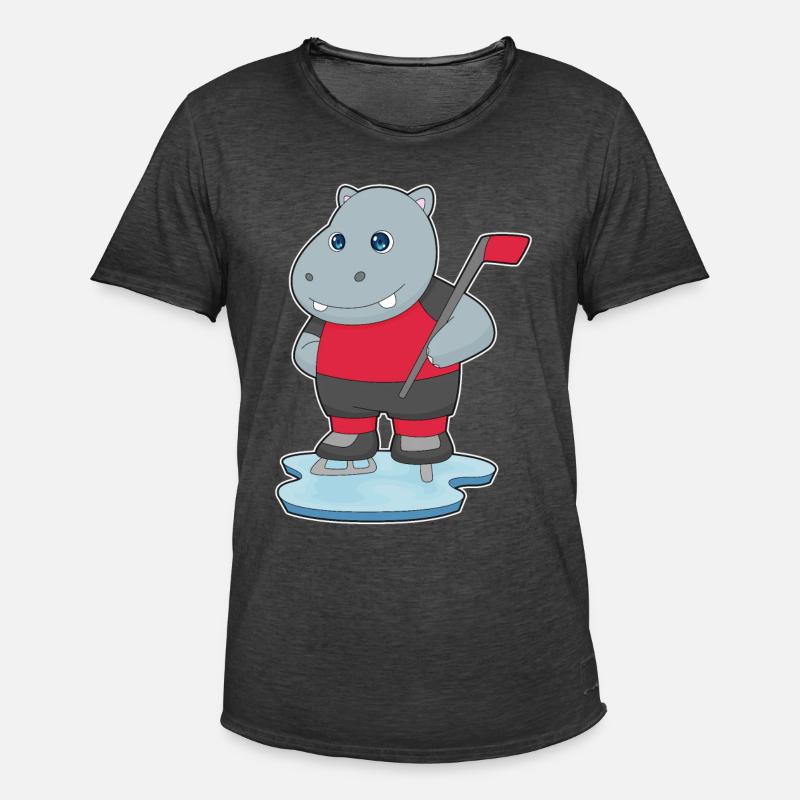 Nilpferd Eishockey Eishockeyschläger - Männer Vintage T-Shirt - Vintage Schwarz