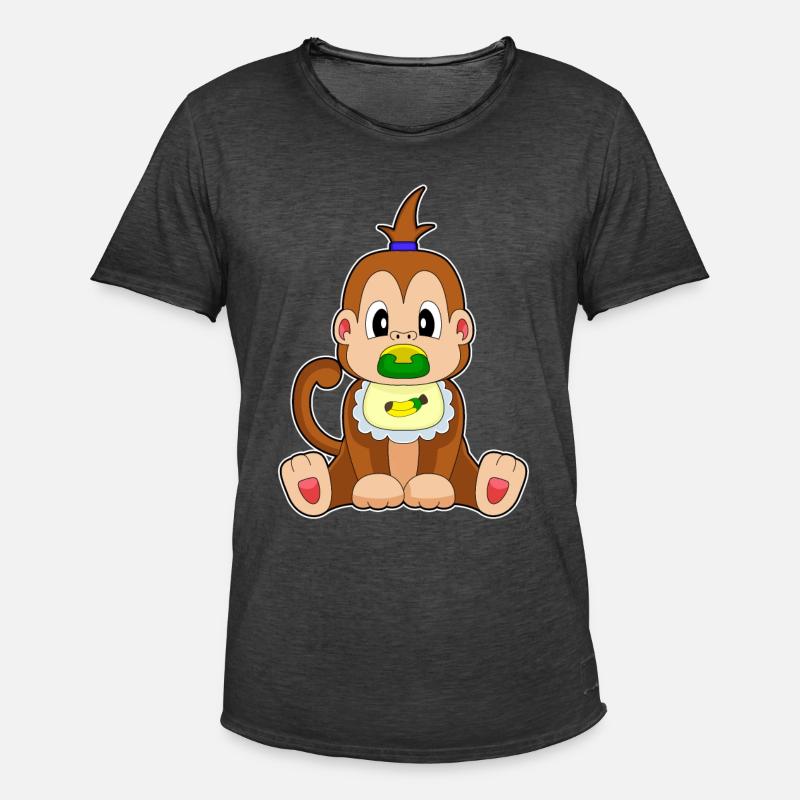 Affe Banane Schnuller Lätzchen - Männer Vintage T-Shirt - Vintage Schwarz