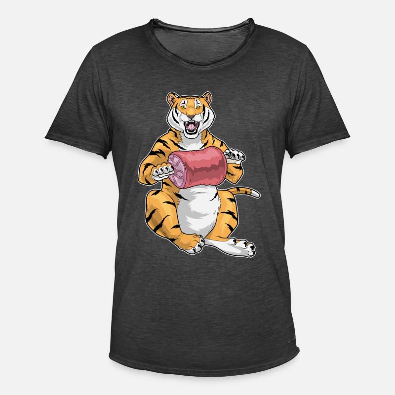 Tiger Fleisch - Männer Vintage T-Shirt - Vintage Schwarz