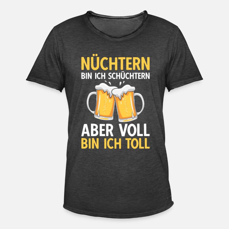 Bier Nüchtern bin ich schüchtern - Männer Vintage T-Shirt - Vintage Schwarz