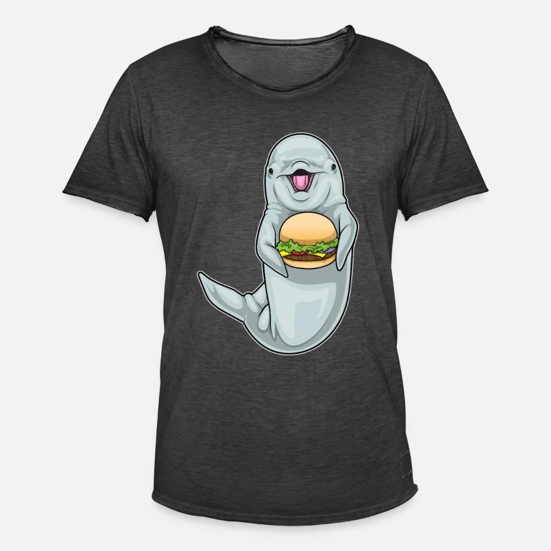 Delfin Cheeseburger - Männer Vintage T-Shirt - Vintage Schwarz