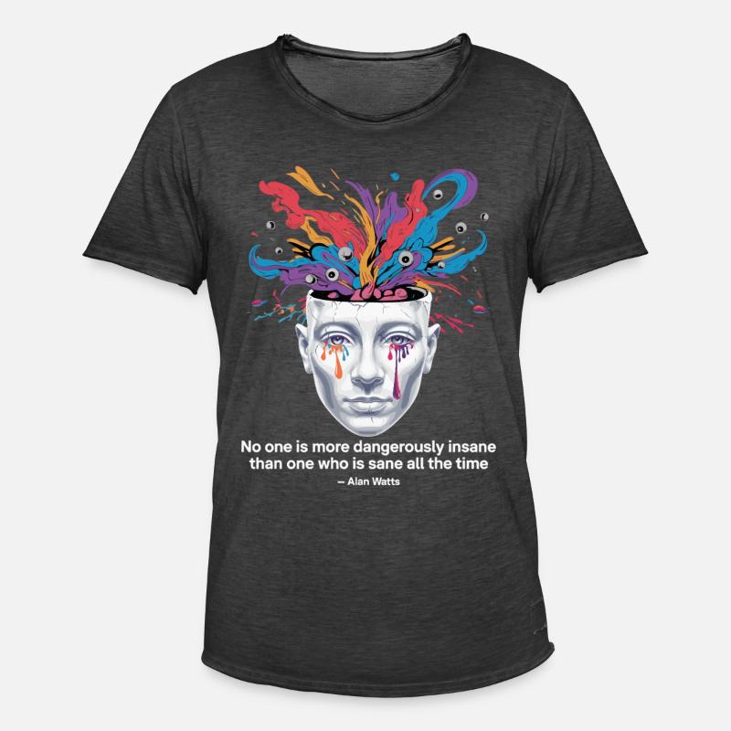 Entfesselter Geist | Watts Psychedelische Einsicht - Männer Vintage T-Shirt - Vintage Schwarz