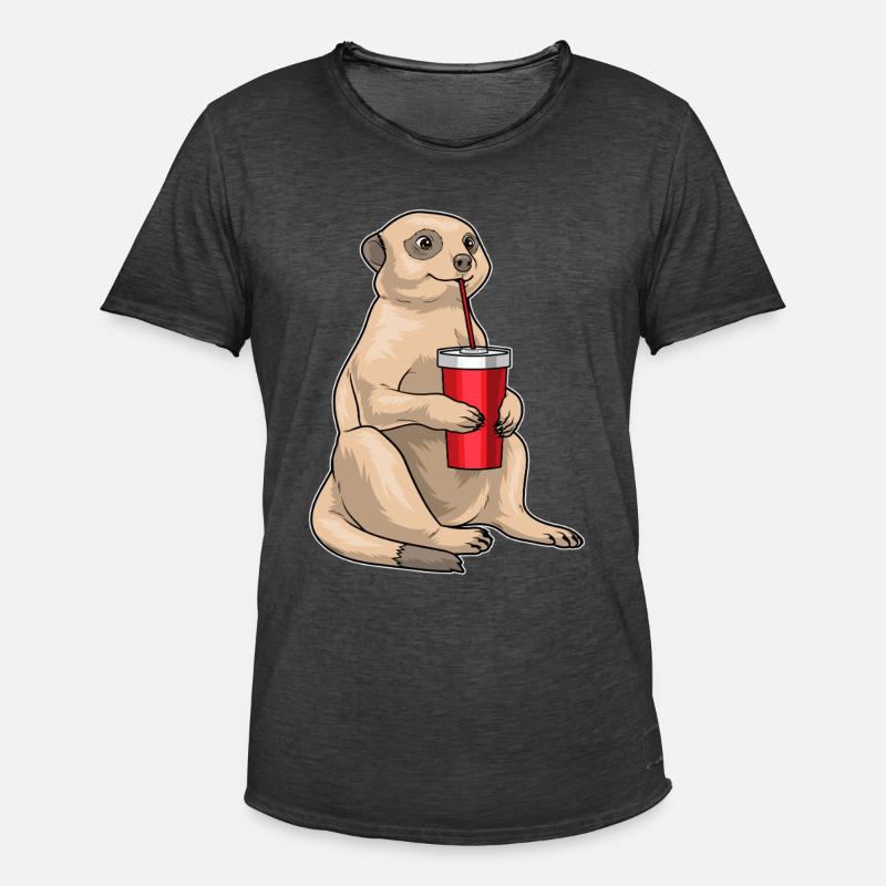 Erdmännchen Becher - Männer Vintage T-Shirt - Vintage Schwarz