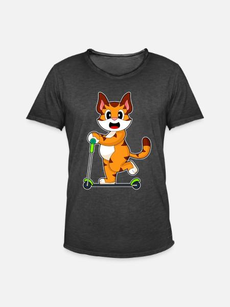 Tiger Scooter - Men's Vintage T-Shirt - washed black