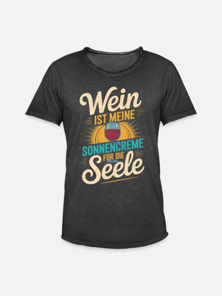 Wein als Sonnencreme der Seele - Männer Vintage T-Shirt - Vintage Schwarz
