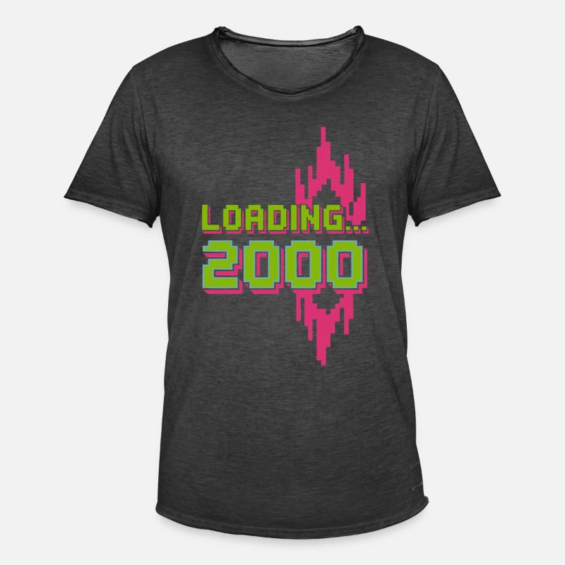 Retro Pixel Loading 2000 Design - Männer Vintage T-Shirt - Vintage Schwarz