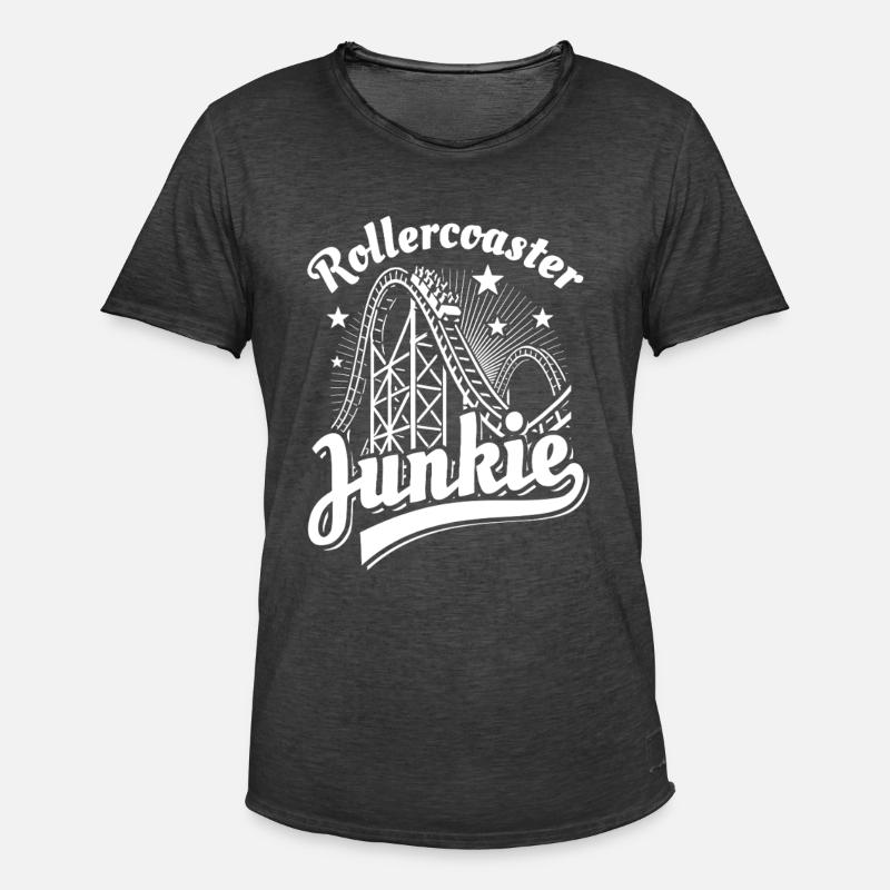 Rollercoaster Junkie - Roller Coaster - Loop - Men's Vintage T-Shirt - washed black