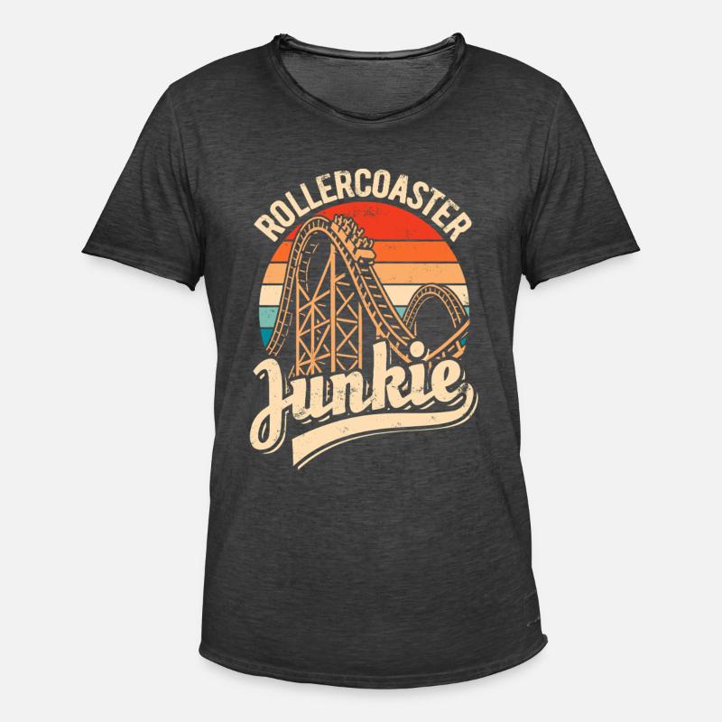 Rollercoaster Junkie - Roller Coaster - Loop - Men's Vintage T-Shirt - washed black