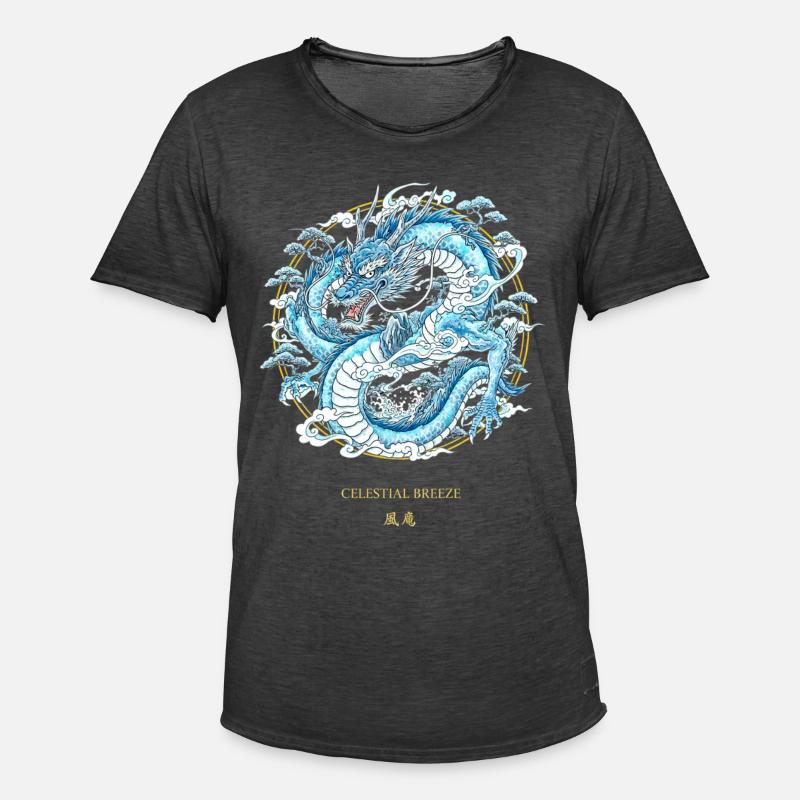 Celestial Breeze Himmlischer Winddrache - Männer Vintage T-Shirt - Vintage Schwarz