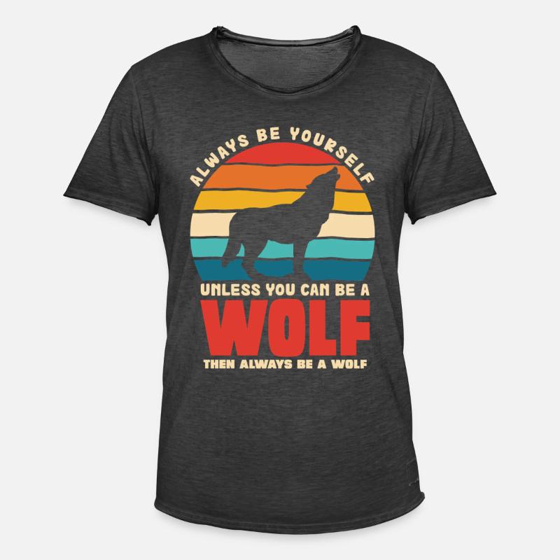 Wolfsruf: Sei Immer Du Selbst - Männer Vintage T-Shirt - Vintage Schwarz