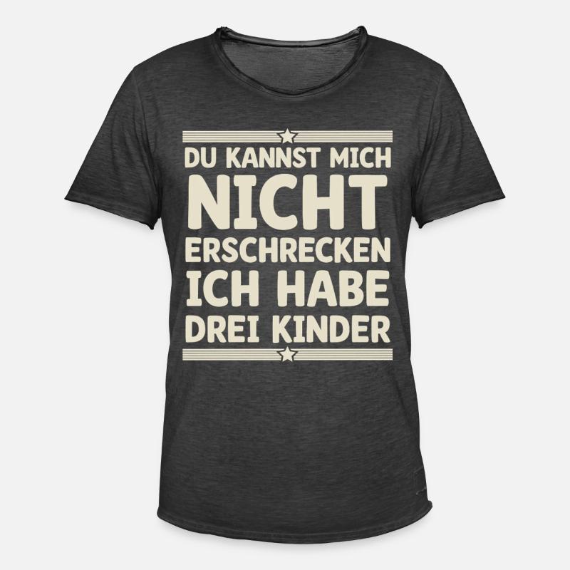 3 Kinder Mama Mutter Papa Vater - Männer Vintage T-Shirt - Vintage Schwarz