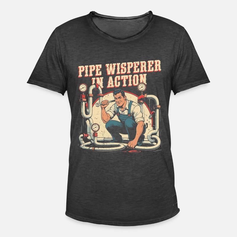 Pipe Layer Pipe Builder Pipe Whisperer - Men's Vintage T-Shirt - washed black