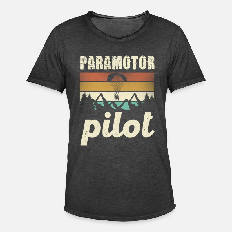 Paramotor Pilot Retro Sunset - Men's Vintage T-Shirt - washed black